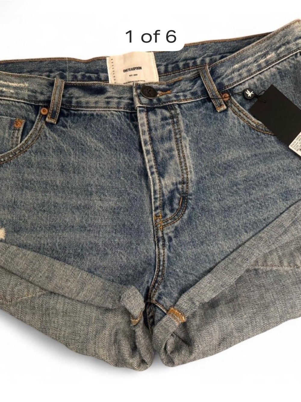 One Teaspoon Blue Rolled Cuff Denim Shorts BNWT